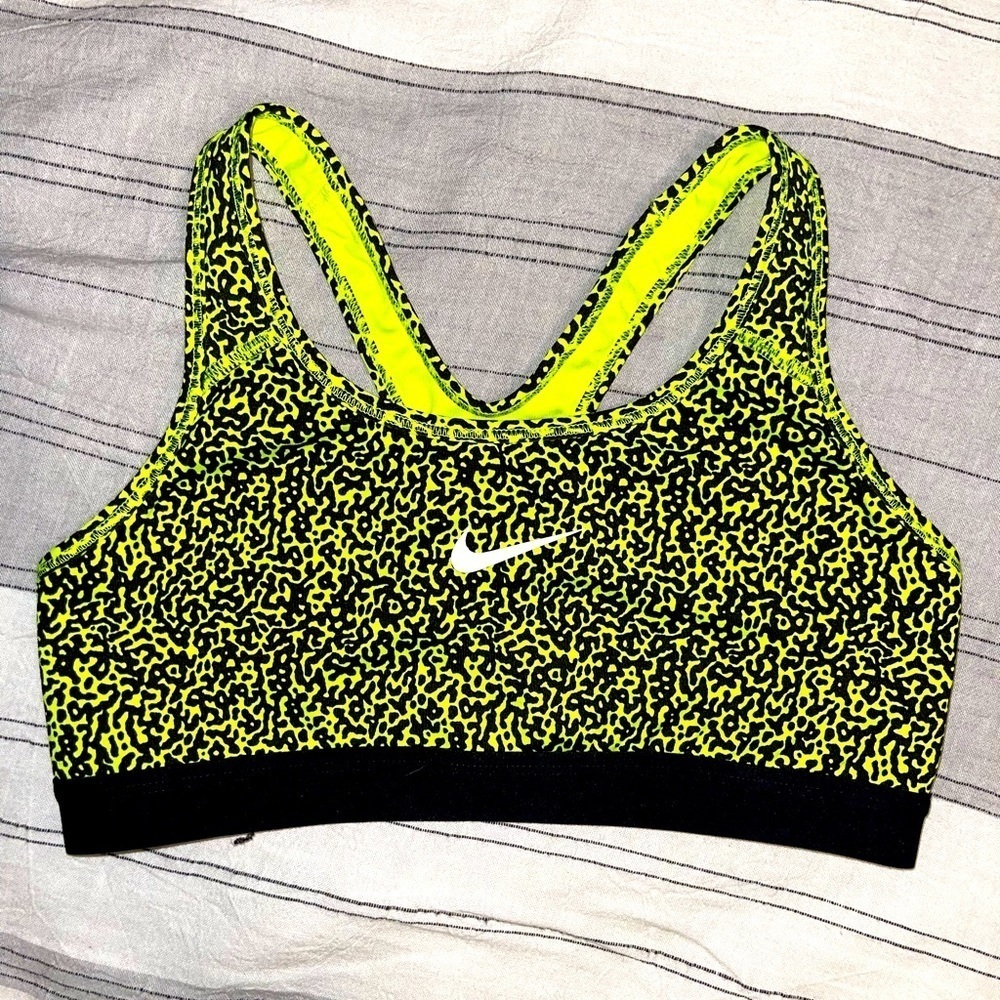 NIKE sports bra Sz medium bright neon yellow/black